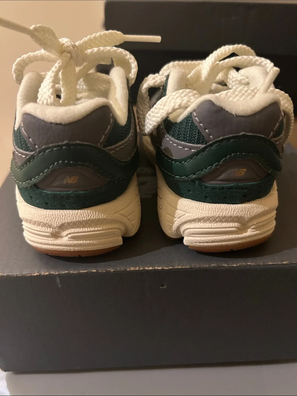 New Balance Kids Dark Green & Cream Trail Sneakers